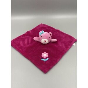 Baby Gear Pink Teddy Bear Lovey Plush Security Blanket With Flower